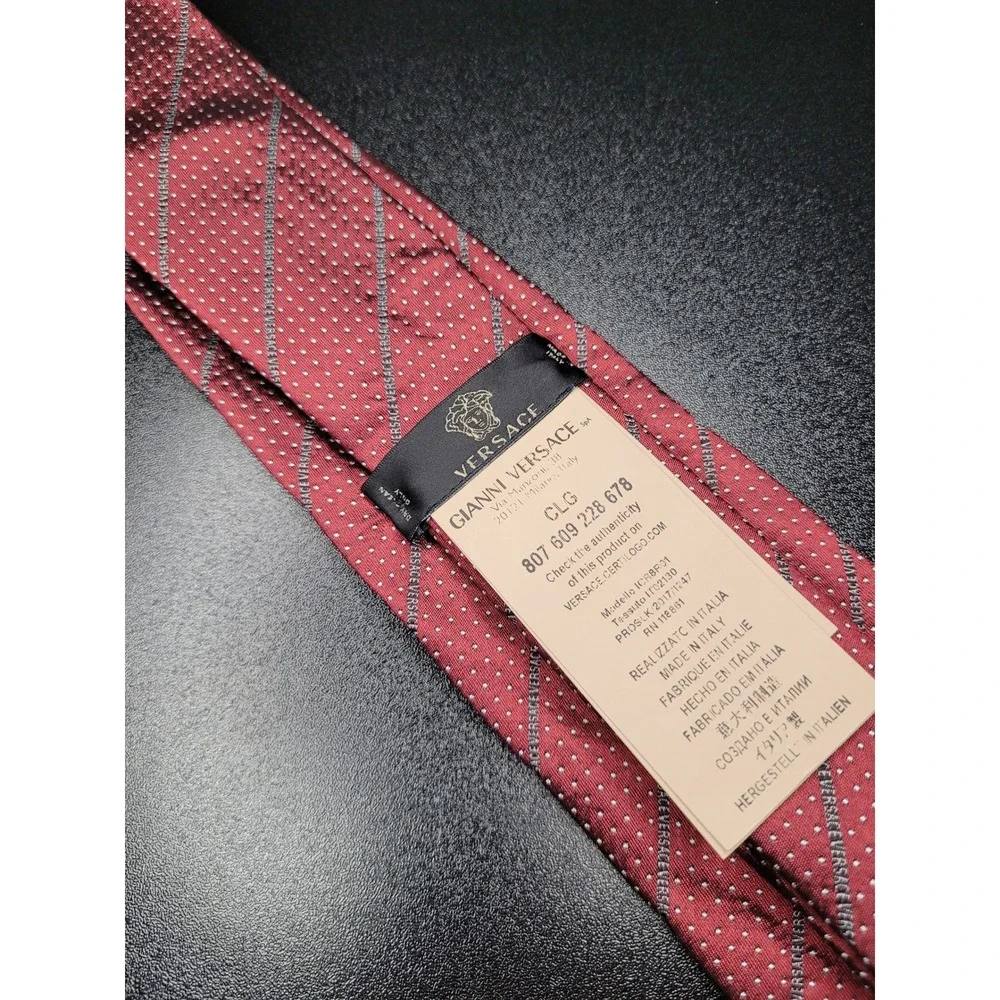 Gianni Versace Men's Necktie Red Polka Dot Silk 3